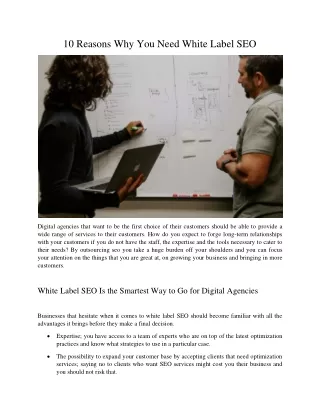 10 reasons why you need white label seo