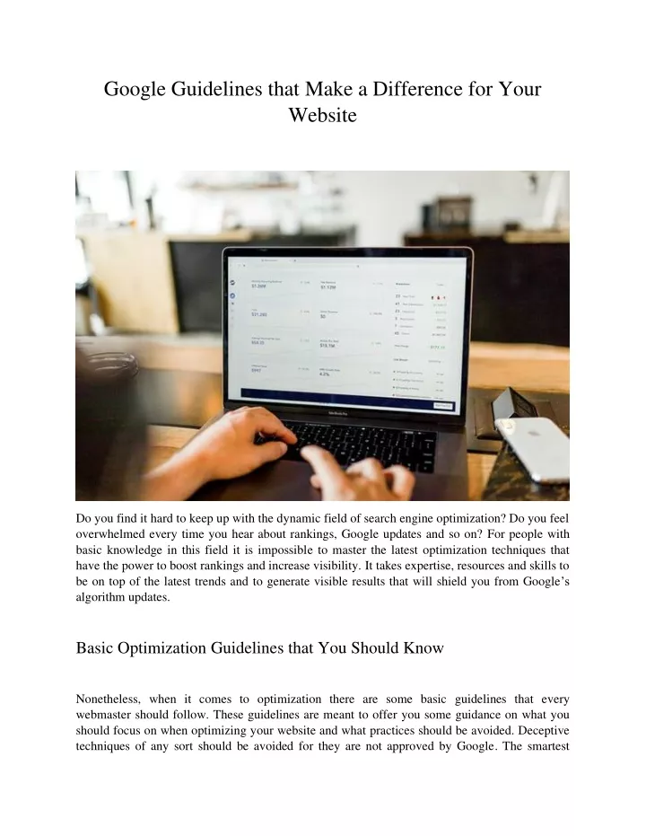 google guidelines that make a difference for your