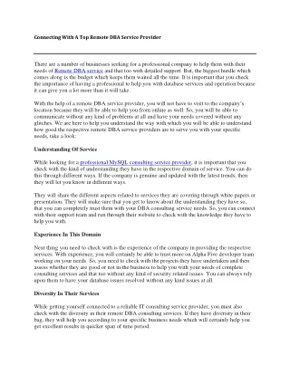 connecting with a top remote dba service provider