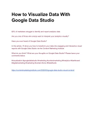 how to visualize data with google data studio