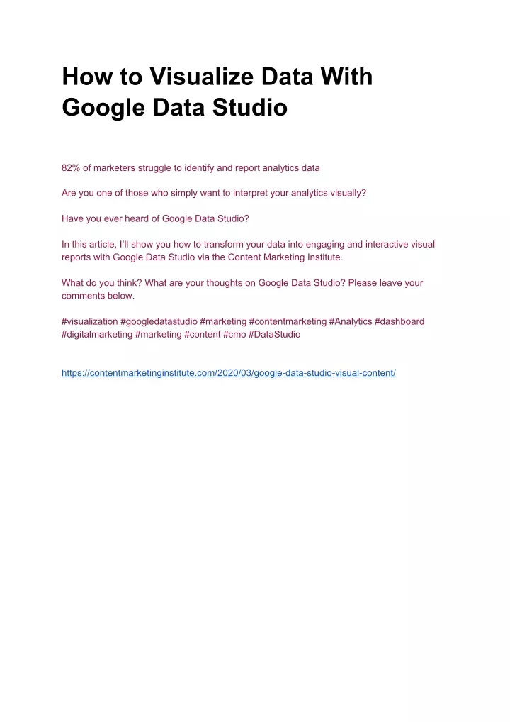 how to visualize data with google data studio