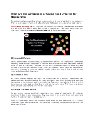 what are the advantages of online food ordering