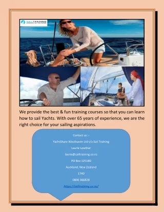 Boat Training Courses in New Zealand | Sailtraining.co.nz