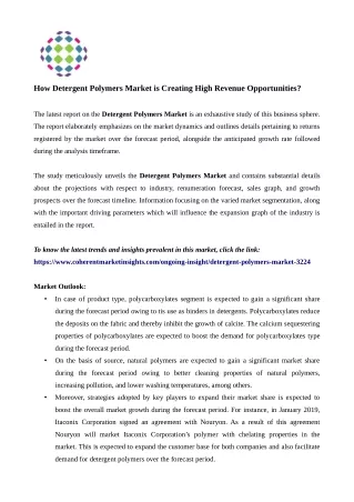 how detergent polymers market is creating high