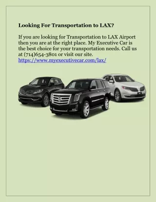 Looking For Transportation to LAX?