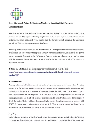 how bio based paints coatings market is creating