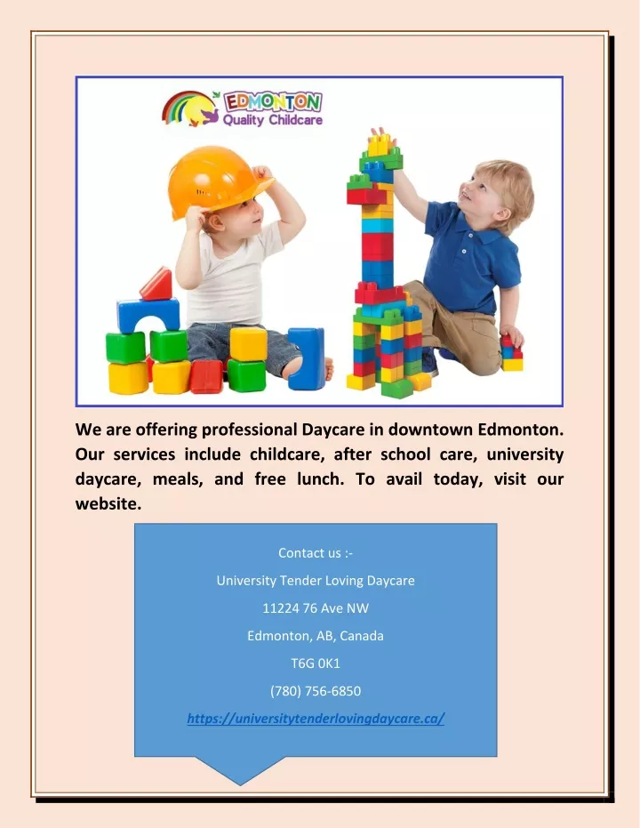 we are offering professional daycare in downtown