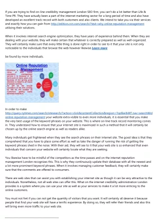 if you are trying to find on line credibility