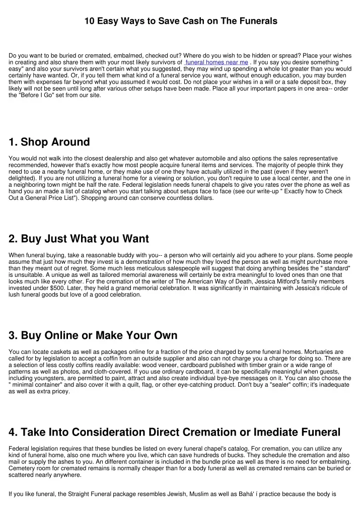 10 easy ways to save cash on the funerals