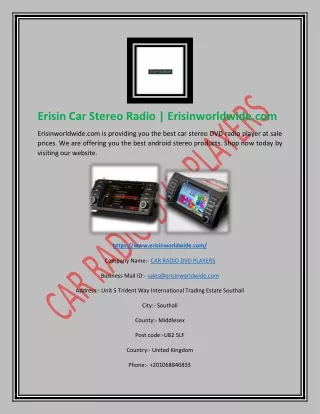 Erisin Car Stereo Radio | Erisinworldwide.com