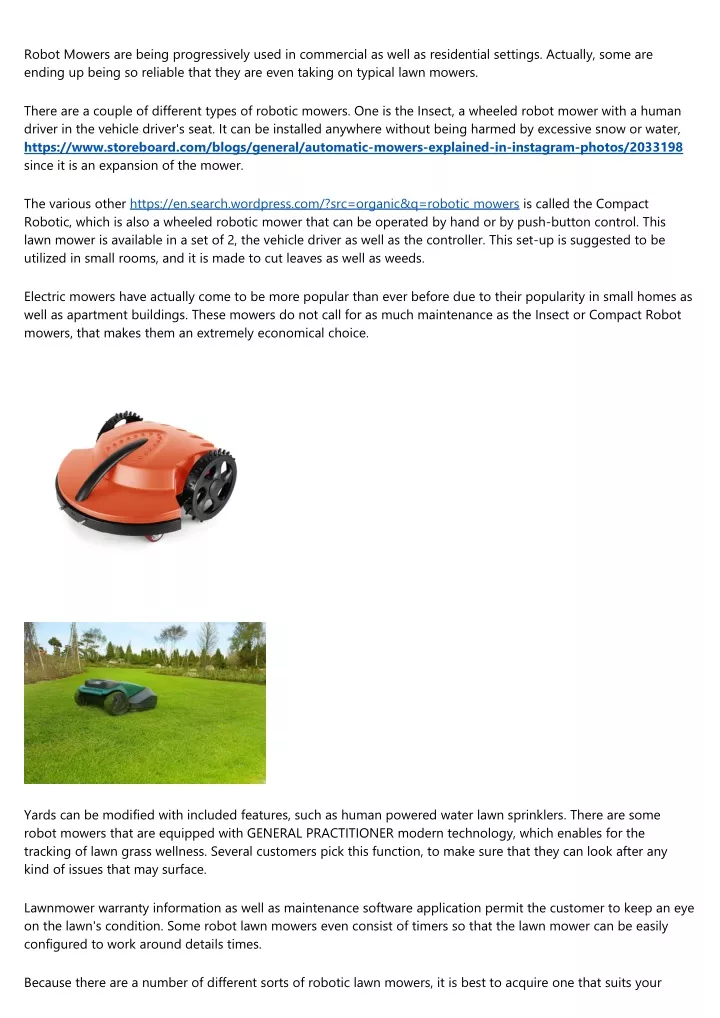 robot mowers are being progressively used