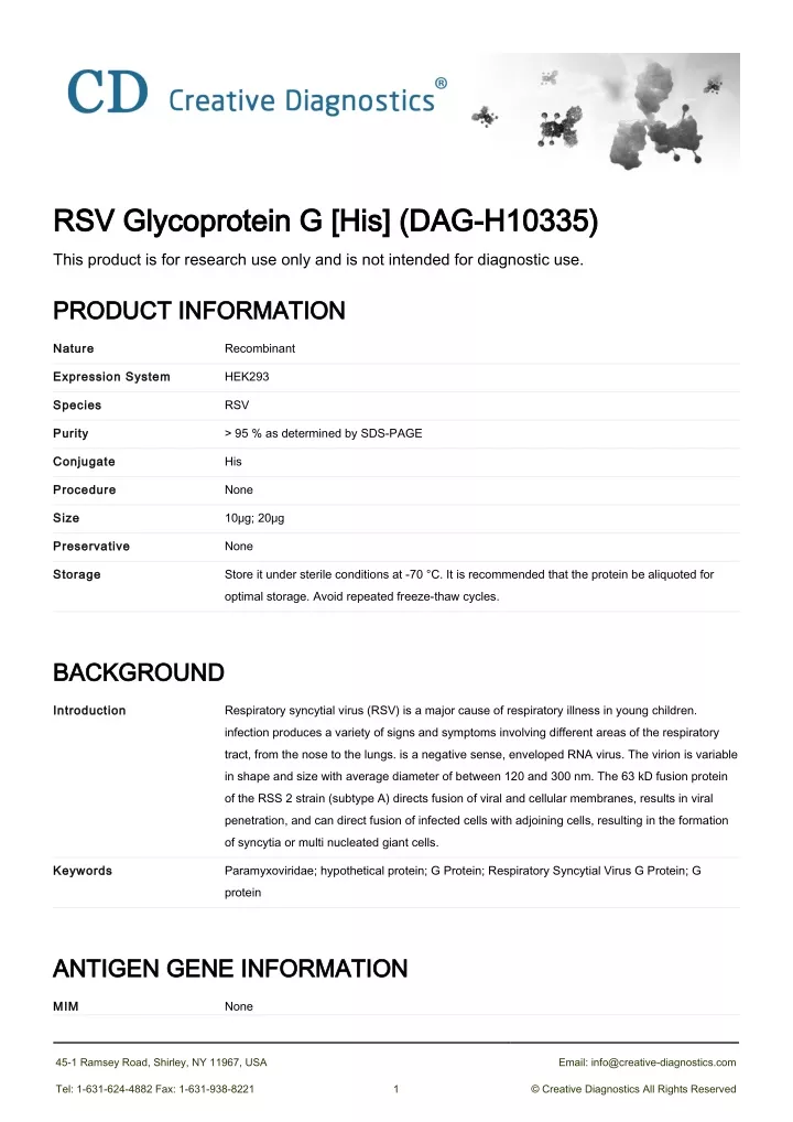 rsv glycoprotein g his dag h10335