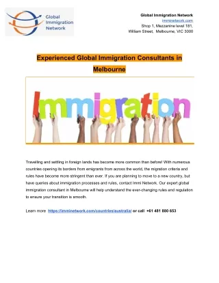 Experienced Global Immigration Consultants in Melbourne