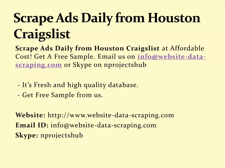 scrape ads daily from houston craigslist