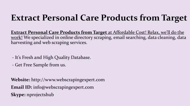 extract personal care products from target