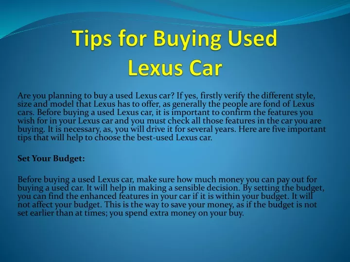 tips for buying used lexus car
