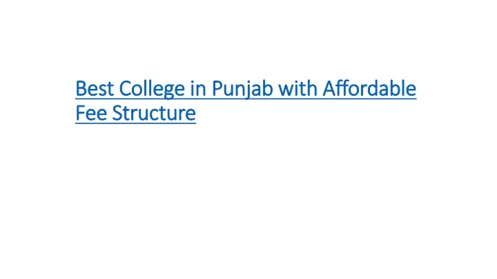 best college in punjab with affordable fee structure