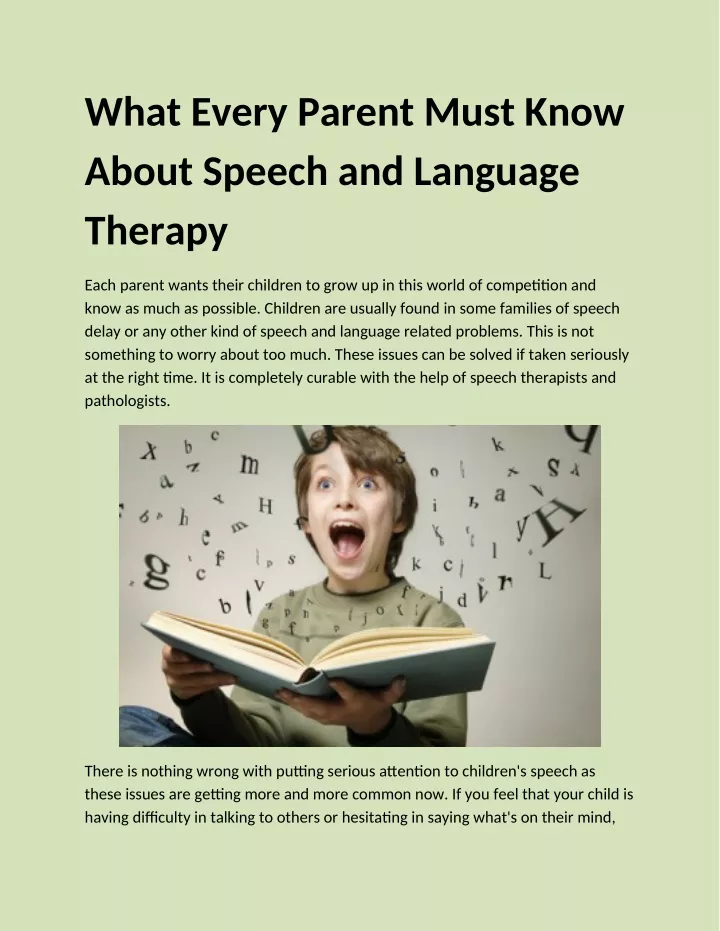 what every parent must know about speech