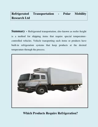 Refrigerated Transportation - Polar Mobility Research Ltd