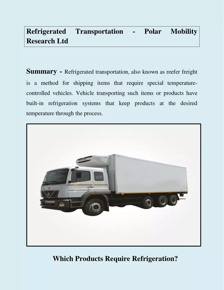 refrigerated research ltd