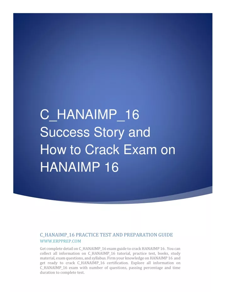 c hanaimp 16 success story and how to crack exam