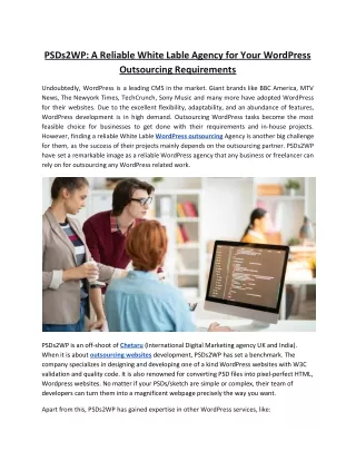 PSDs2WP: A Reliable White Lable Agency for Your WordPress Outsourcing Requirements