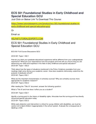 ecs 501 foundational studies in early childhood