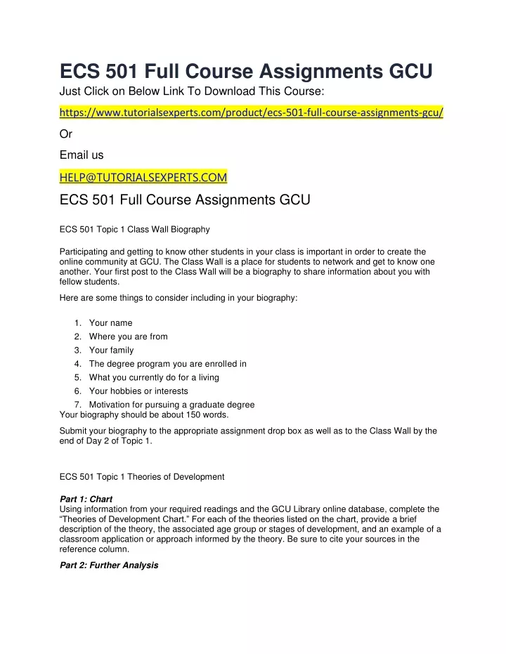 ecs 501 full course assignments gcu just click