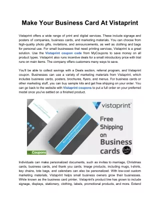 Make Your Business Card At Vistaprint