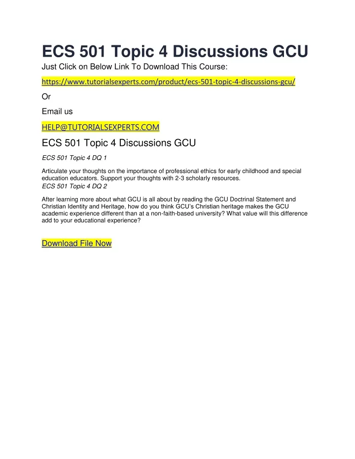 ecs 501 topic 4 discussions gcu just click