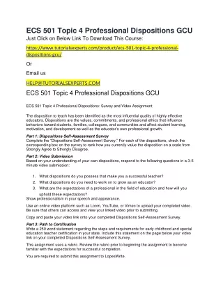 ecs 501 topic 4 professional dispositions