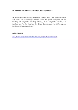 top corporate headhunters headhunter services