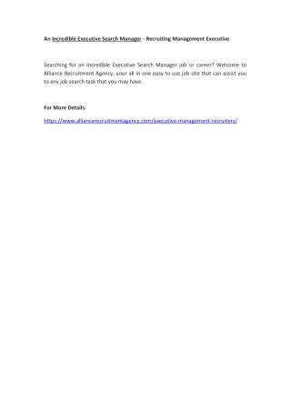 an incredible executive search manager recruiting