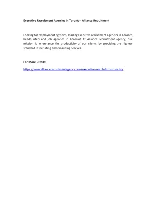 executive recruitment agencies in toronto