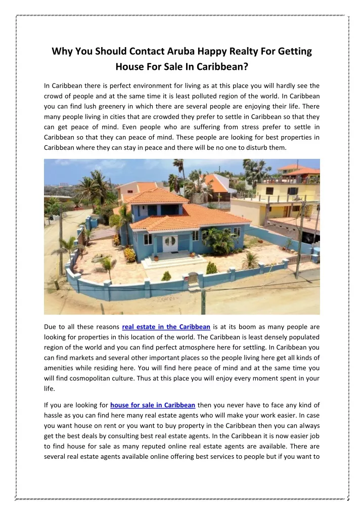 why you should contact aruba happy realty