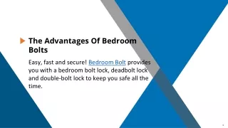 Bedroom Bolt Lock, Deadbolt Lock and Double-Bolt Lock