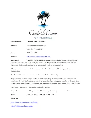 Creekside Events of Florida