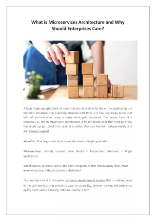 what is microservices architecture and why should