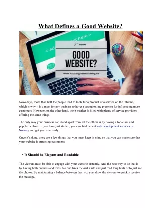 What Defines a Good Website?