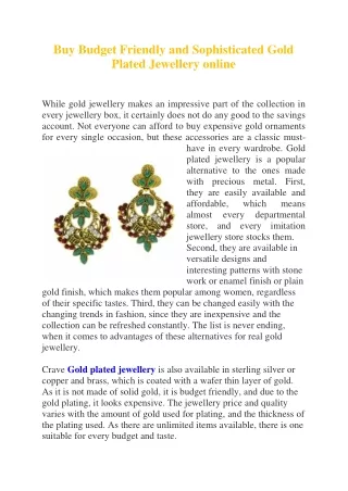 Buy Gold Plated Jewellery Online