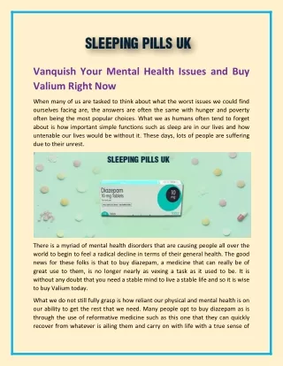 Vanquish Your Mental Health Issues and Buy Valium Right Now