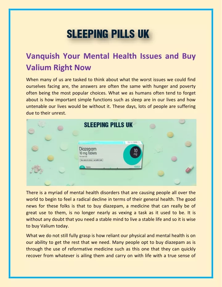 vanquish your mental health issues and buy valium