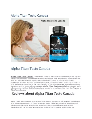 Alpha Titan Testo Canada