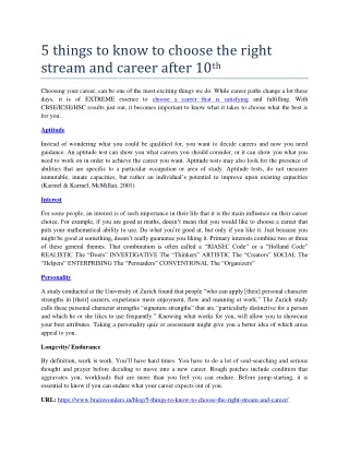 5 things to know to choose the right stream and career after 10th