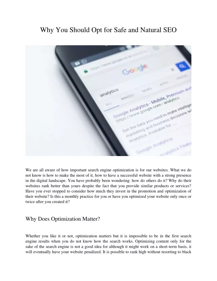 why you should opt for safe and natural seo