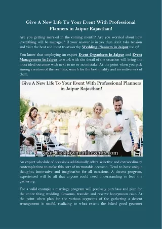 give a new life to your event with professional