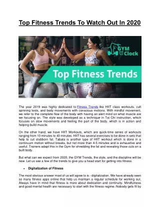 Top Fitness Trends In 2020