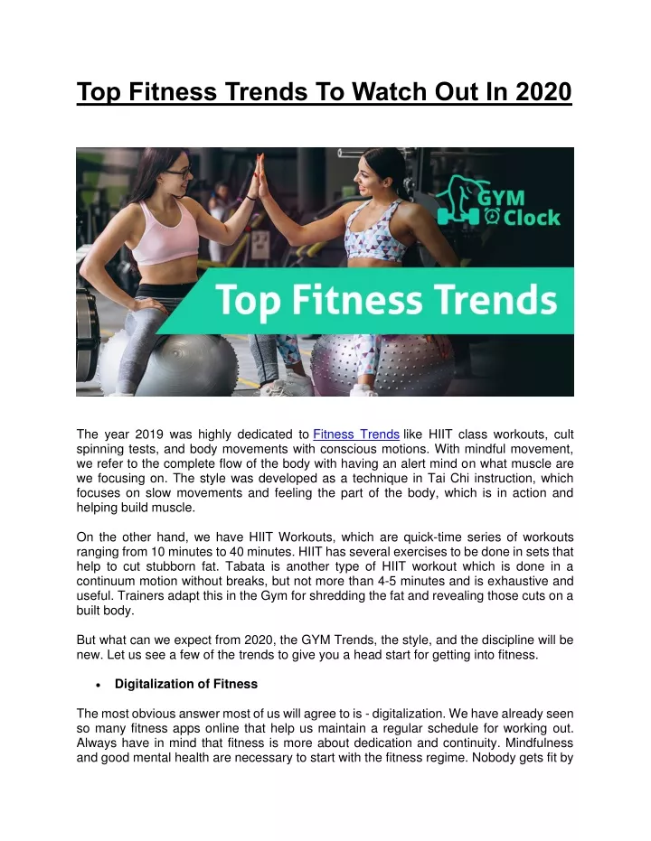 top fitness trends to watch out in 2020