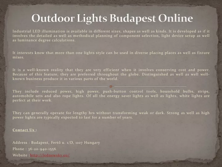 outdoor lights budapest online