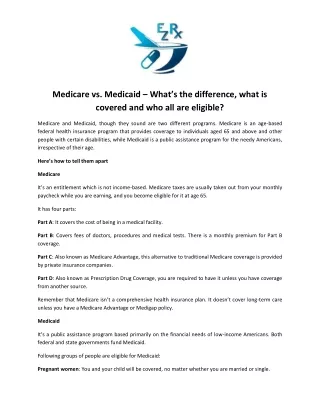 Medicare vs. Medicaid – What’s the difference, what is covered and who all are eligible?